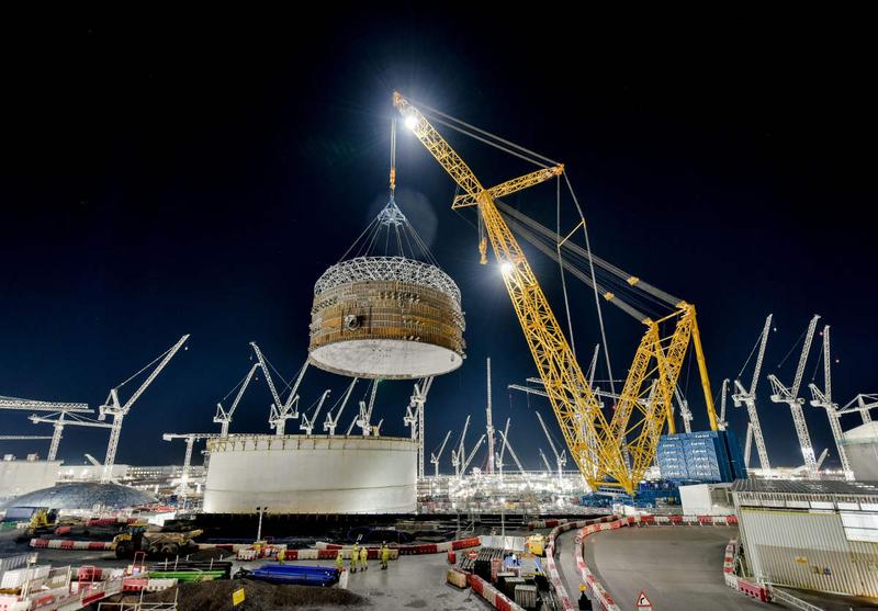 Big Carl, the world’s largest crane, has just completed its biggest ever lift at Hinkley Point C. Image: EDF
